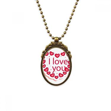 Imagem de Colar vintage com pingente de contas e pingente de coração rosa I Love You do Dia dos Namorados