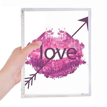 Imagem de Caderno de folhas soltas para dia dos namorados rosa lábio amor flecha diário recarregável artigos de papelaria
