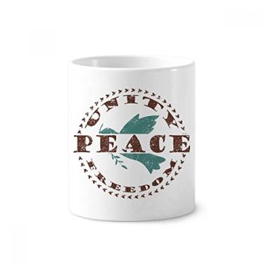 Imagem de Olive Branch Suporte de caneta com símbolo da paz Liberdade da Paz Caneca de cerâmica com suporte para lápis