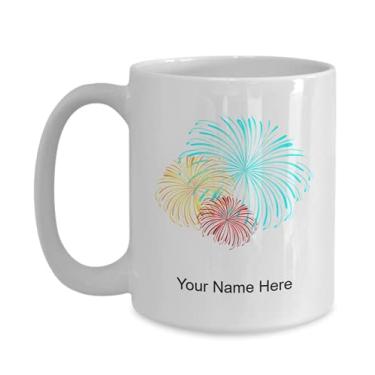 Imagem de Caneca de vetor de fogos de artifício personalizada, copo de café de vetor, fogos de artifício, ideia de presente de vetor - Caneca de café de 445 ml