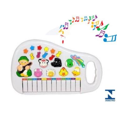Imagem de Piano Teclado Musical Bichos Infantil Sons Eletrônico - Dm Toys