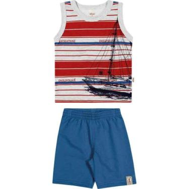 Imagem de Conjunto Infantil Elian Camiseta Regata E Bermuda - Em Algodão E Polié