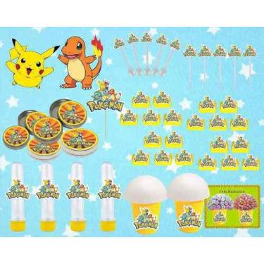 Imagem de Kit Festa Pokémon (Pikachu) 265 Peças (30 Pessoas) - Produto Artesanal