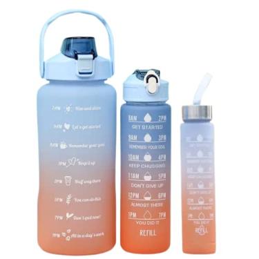 Imagem de Kit 3 Garrafa De Água Galao Academia 2l Squeeze Motivacional (Azul Claro)