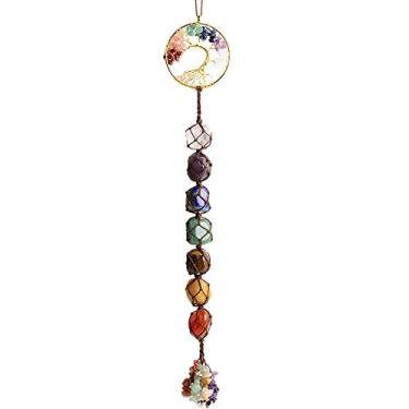 Imagem de Ornamento de pendurar de cristais de Feng Shui da Tree of Life 7 Chakra enfeite de parede pedras preciosas meditação enfeite de janela enfeite decoração de casa