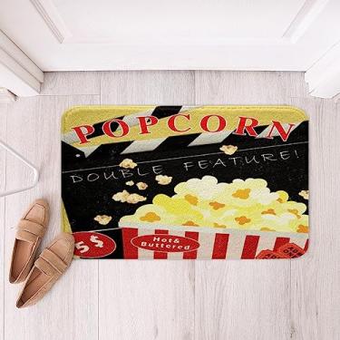 Imagem de Tapetes de banheiro de cinema padrão de pipoca tapetes de btah para banheira para crianças design de pôster de cinema tapetes de banho para banheiro antiderrapante moda antiga decoração de casa acessórios de banheiro 16" x 24"
