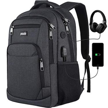 Imagem de Paude Mochila para homens e mulheres, mochila escolar para adolescentes, para laptop de 15,6 polegadas com entrada de carregamento USB para viagens de negócios e faculdade