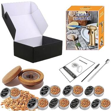 Imagem de Kit de defumador de coquetel, kit de defumar bourbon, defumador de bebidas com maçã, cereja, noz-pecã, sabor carvalho lascas de madeira presentes para homens dia dos pais, pacote B