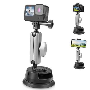 Imagem de PULUZ Suporte de ventosa de carro com rotação de 360° para para-brisa e janela para GoPro Hero 11, 10, 9, 8, 7, Insta360 X3, acessórios para câmera de ação DJI com suporte de telefone com rosca 1/4