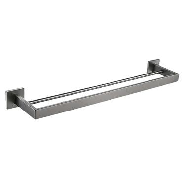 Imagem de Armário de banheiro de aço inoxidável Gunmetal Toalheiro Suporte de papel higiênico, escova de banheiro, gancho de roupão Suporte de barra de toalha cinza inoxidável, toalha de 60 mm 2 barras