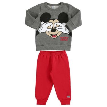 Imagem de Conjunto Moletom Bebê Marlan Masculino Mickey Mouse Blusão + Calça