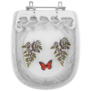 Imagem de Assento Sanitário Tampa de Vaso Sabatini Branco Decorado com Borboleta
