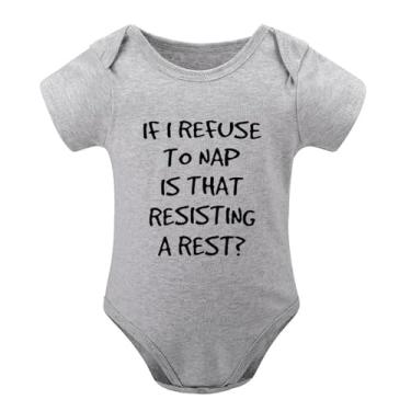 Imagem de SHUYINICE Macacão infantil unissex If I Refuse to Nap Body de uma peça divertido para recém-nascidos, Cinza, 18-24 Months