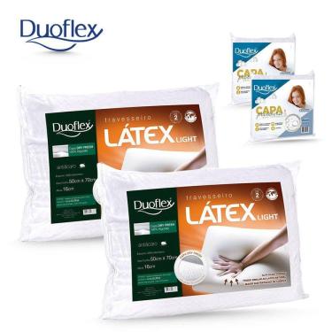 Imagem de Kit Travesseiro Latex Light Duoflex mais  Capas Protetoras