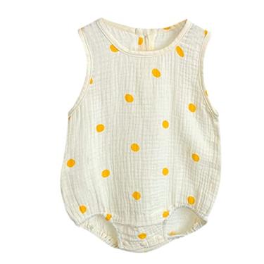Imagem de Macaquinho para bebês meninos recém-nascidos meninos meninas bonito desenho floral bolinhas sem mangas bebê (amarelo, 12-18 meses)