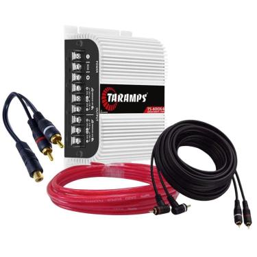 Imagem de Módulo Taramps TS400x4 Entrada Fio e RCA + Cabo Bateria 6mm 5 Metros + Cabo RCA 5 Metros + Cabo Y