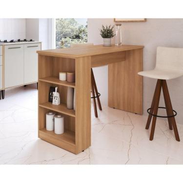 Imagem de Bancada de Cozinha com Nicho Decorativo em Mdp 60cm Freijó