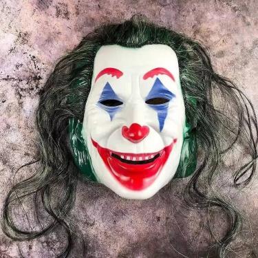 Imagem de Mascara Coringa Palhaço Com Peruca Cosplay Fantasia Carnaval Hallowen