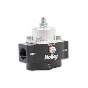 Imagem de Holley Regulador de pressão de combustível ajustável de tarugo de 4,5-9 PSI 12-840 com portas NTP de 9,5 mm, preto anodizado