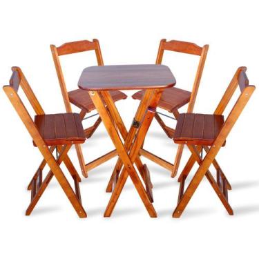 Imagem de Conjunto De Bistro Com 4 Cadeiras Dobravel Para Area Gourmet - Imbuia