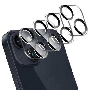 Imagem de [4 pacotes] Protetor de lente de câmera ZXZone projetado para iPhone 15 de 6,1 polegadas e iPhone 15 Plus de 6,7 polegadas, capa de proteção inquebrável de vidro 9H, compatível com a capa de proteção