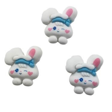 Imagem de Heyiwell 20 peças flatback resina cabeça de coelho cabochão pingentes slime para ornamento, scrapbooking, artesanato, capa de telefone flatback, clipe de cabelo, decoração faça você mesmo, 23 x 26 mm