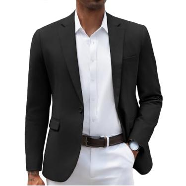 Imagem de COOFANDY Blazer masculino casual slim fit casaco esportivo leve com um botão, Preto, 3X-Large
