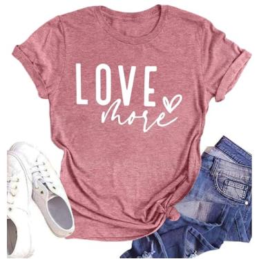 Imagem de Camiseta feminina Love Shirts Dia dos Namorados Love Letter Heart Graphic Tee Tops para presente dos namorados, F - rosa 1, GG