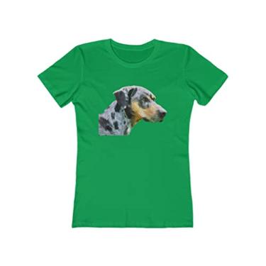 Imagem de Catahoula 'Clancy' - Camiseta feminina de algodão torcido da Doggylips, Verde Kelly liso, XG