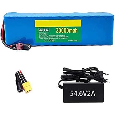 Imagem de Bateria de íon de lítio para bicicleta elétrica 48V 30Ah, bateria de bicicleta elétrica com carregador 54,6V 2A, para motor de scooter de bicicleta elétrica 1000W 750W 500W, Bullet sm