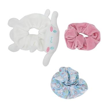 Imagem de Bioworld Cinnamoroll 3-Pack Scrunchie Set - Branco, Rosa, Azul - 3 Unidades