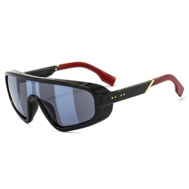 Imagem de Escudo viseira máscara óculos de sol feminino masculino oversized à prova de vento óculos de sol um grande quadro óculos esporte uv400,2, um tamanho