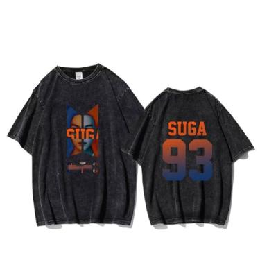 Imagem de Camiseta Su-ga Solo Agust D, k-pop vintage estampada lavada streetwear camiseta vintage unissex para fãs, 5, X-Large