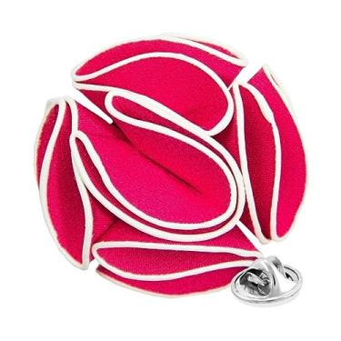 Imagem de Vittorio Vico Broche de lapela de flor rosa com acabamento formal masculino premium - Boutonniere para homens, broche, 2.0" (5.10CM), Poliéster, Não aplicável