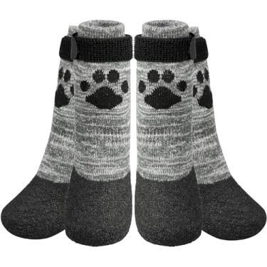 Imagem de KOOLTAIL Meias antiderrapantes para cães quentes/pavimento para evitar lamber patas, botas de cachorro para pisos de madeira, botas de chuva de tração e protetores de patas com aderência para cães