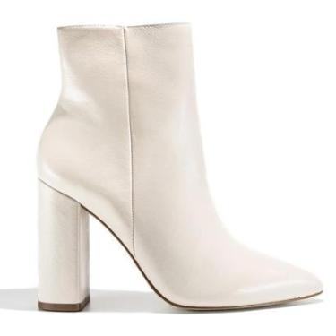 Imagem de Bota Feminina Bico Fino Couro Salto Grosso Cano Curto Casual-Feminino