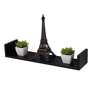 Imagem de Prateleira U 80 x 15cm Preto Suporte Invisivel