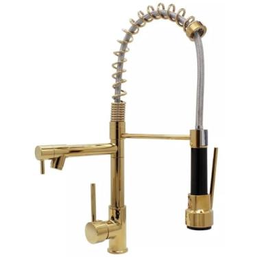 Imagem de Torneira Cozinha Gourmet VIP Misturador Monocomando Spray Dourada Gold