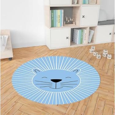 Imagem de Tapete Decorativo Para Quarto de Bebê - Leão Azul