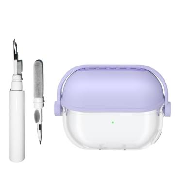 Imagem de [3 em 1] Capa TSVSXS Lock compatível com Samsung Galaxy Buds3/Galaxy Buds3 Pro (2024) com kit de limpeza e suporte, capa protetora de silicone transparente à prova de choque para homens e mulheres