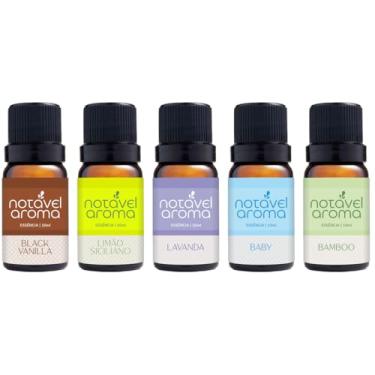 Imagem de Kits Essências Para Difusor Aromatizador Umidificador De Ambiente Concentrada Base de Óleo (10ml, BLACK VANILLA, LIMÃO SIILIANO, LAVANDA, BABY, BAMBOO)