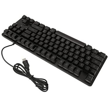 Imagem de Teclado para Jogos Com Fio de 87 Teclas Com Design Retroiluminado Colorido Layout ômico para Desktop Laptop Acessórios para Computador K EItemSelectedListener (Preto)