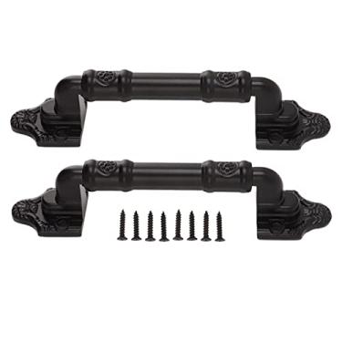 Imagem de Maçaneta da Porta, 2 Pacotes de Tinta para Cozimento Em Ferro Preto Maçaneta da Porta Deslizante Superfície Lisa Resistente Substituição de Alavancas de Porta Flexíveis para