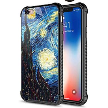 Imagem de Capa para iPhone 6S, as capas para iPhone 6 Starry Night Oil para meninas, design gráfico de vidro temperado 9H à prova de choque, antiarranhões, capa de vidro temperado para Apple iPhone 6/6S