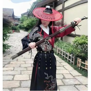 Imagem de Chapéus de cabeça de 1,5 m, adereço de bambu, vintage, fantasia antiga, cortina de saia, fotografia, cosplay, guarda-chuvas antigos, guarda-sol