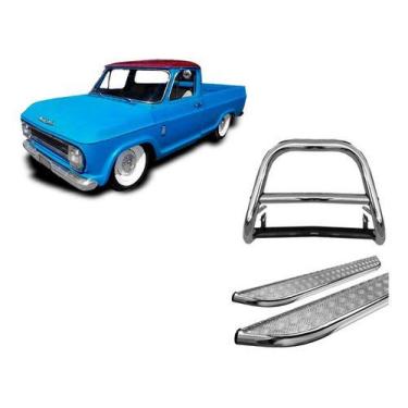 Imagem de Kit Quebra Mato C/barra+estribo Chapa Cromado C-10 - HOZZ