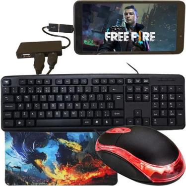 Imagem de Kit Gamer Mobilador Barato Teclado Preto abnt2  Mouse Óptico - EVOLUT,