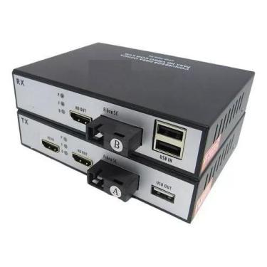 Imagem de Kit Extensor Hdmi Full Hd 1080P Fibra Óptica Até 20Km Kvm - Exbom