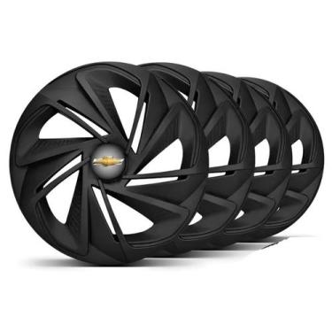 Imagem de Kit Calota Nitro Aro 13 Preta Para Celta Corsa Montana Chevette Monza 