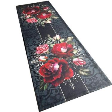 Imagem de Caminho Trilho de Mesa Flores Vermelha 02 - Colorful Tapetes